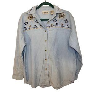 Donnkenny Classic, Chambray Button up, Western inspo, Size M